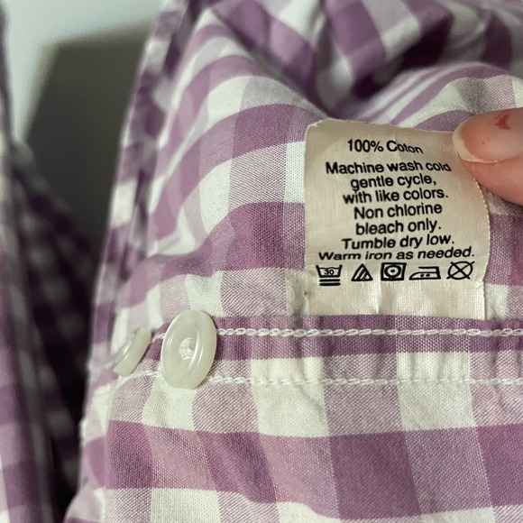 J Crew Shirt Mens Medium Purple Plaid Gingham Light Weight Button Career - Picture 7 of 10